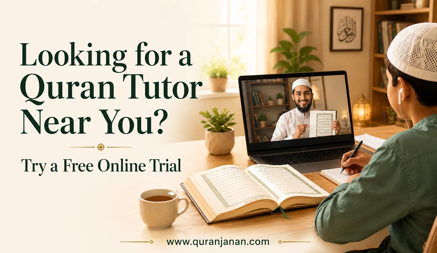  Quran tutor near me teaching a student online from home