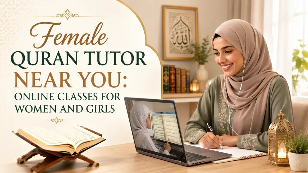 female Quran tutor near me teaching a woman online at home Reminder