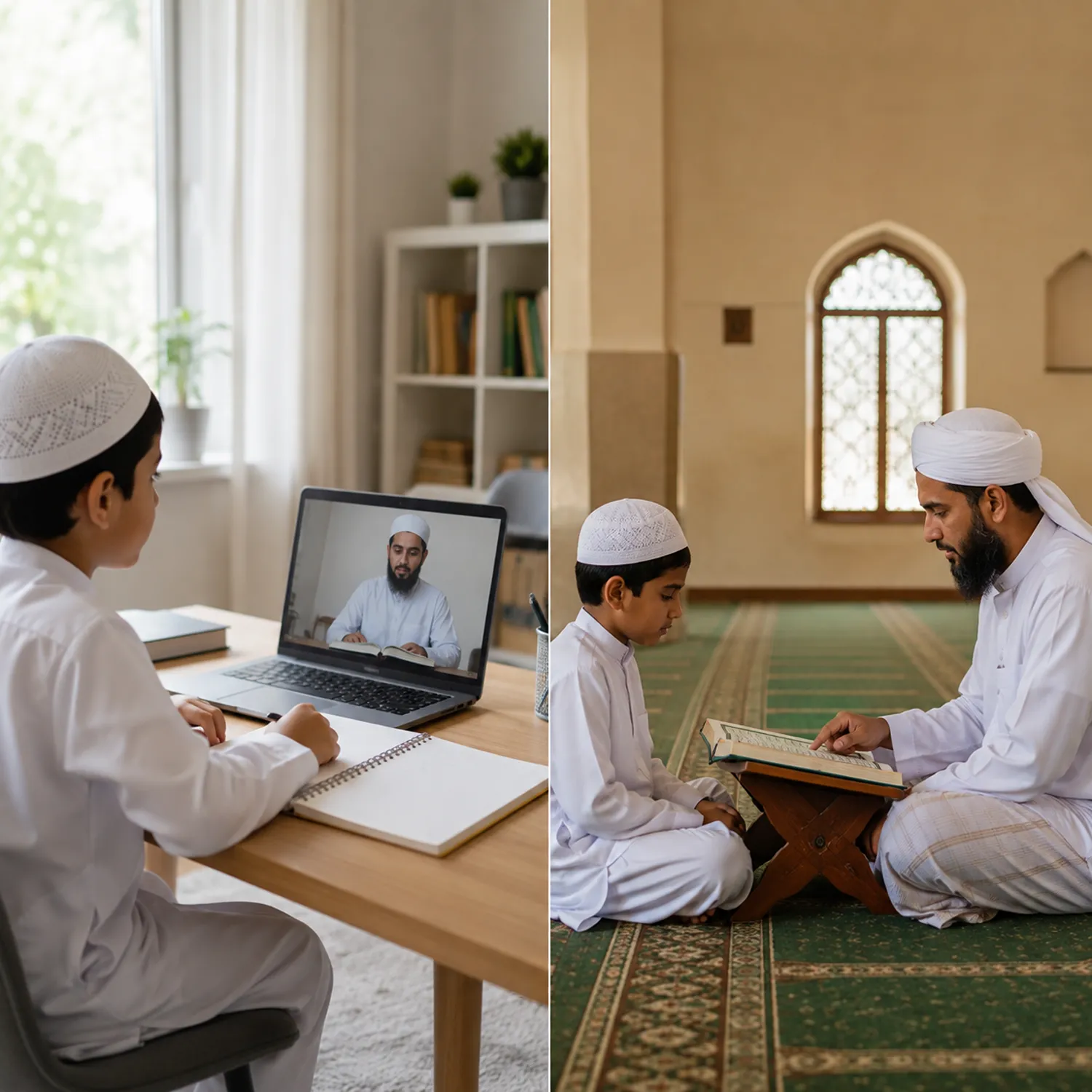online quran classes vs local madrasa weighed on a comparison table